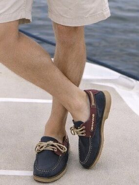Sperry Top-Sider Two Tone Red & Navy Blue Leather Boat Shoes